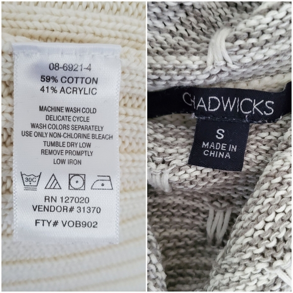 ❌️SOLD❌️ Chadwicks Cream & Grey Cowl Neck Sweater, Sm - Picture 10 of 10